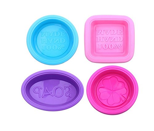 16 Stück Seifenformen Quadrat Rund Oval Seifenform, 100% handgemachte Silikon，DIY Seifenformen für Handwerk