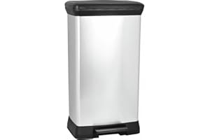 CURVER 187177 kosz na śmieci z pedałem, prostokątny, 50 l, polipropylen, 39 x 29 x 73 cm, metal, 50 l