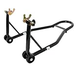1 x Caballete de motocicleta ECD Germany Caballete trasero para motocicleta Universal cap. de carga 250kg Altura de trabajo 31cm Gato para ascenso y descenso de motocicleta con altura y anchura ajustables en Acero color negro