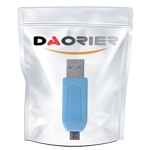 DaoRier Micro USB OTG zu USB 2.0 Adapter SD TF Micro SD Kartenleser Kartenlesegerät mit standard USB Male Micro USB Male Card Reader für SDXC SDHC SD MMC RS-MMC PC Smartphones Blau - 7