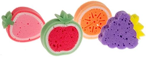 Fruit Shaped Bath Sponges, Set of 4 Sponges, Practical and Fun.