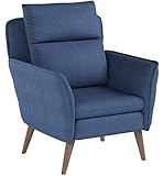  Ohrensessel mit Hocker Lesesessel Relaxsessel Fernsehsessel Ruhesessel TV-Sessel Retro Stuhl Relaxstuhl Liegesessel mit Hocker im Landhausstil Retrostil Retrodesign in blau dunkelblau Buche