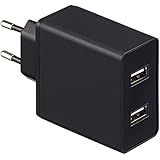 AmazonBasics - Netzteil / Ladegerät mit 2 USB-Anschlüssen, 4,8 A, Schwarz