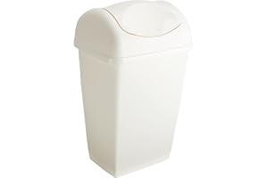 Axentia 235685 Pattumiera con Coperchio Basculante, Plastica, Bianco, 39.5x31x65 cm