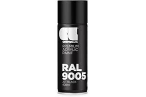 CL COSMOS LAC lakier w sprayu, czarny, matowy – farba w sprayu, farba DIY, farba akrylowa w sprayu do malowania tworzyw sztucznych, metalu itp. (RAL 9005 - matowy czarny)