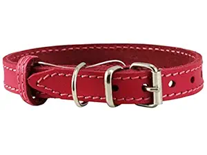 Genuine Leather Dog Collar for Smalles Dogs and Puppies 3 Sizes Pink (Neck: 8