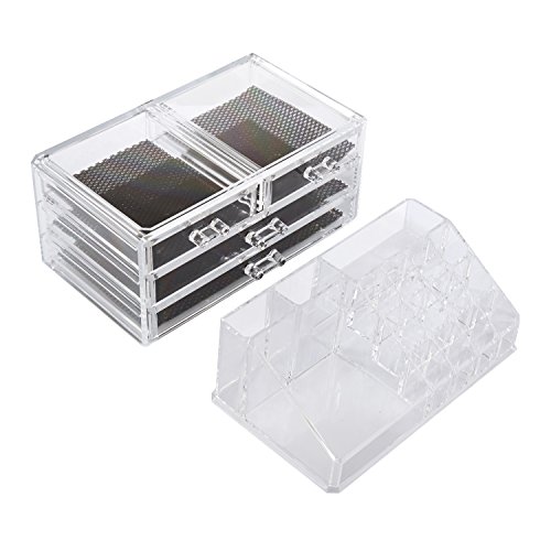 Spaire Acryl Kosmetik Organizer MakeUp Aufbewahrung mit 14 Fächern & 4 Schubladen, Kratzfester Transparenter Acryl - 3