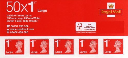 50 x 1st First Class Self Adhesive Large Letter Stamps in booklet by ROYALMAI