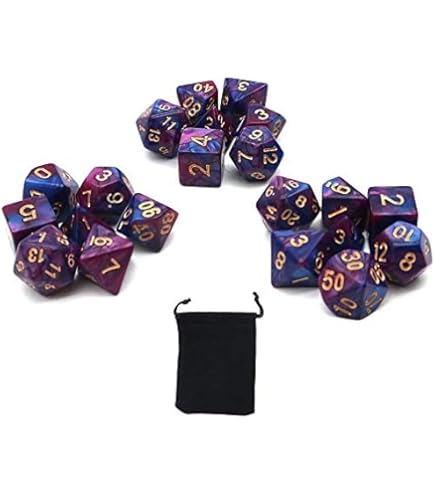 DollaTek Jeu De Dés Polyédriques Dés De Jeux De Table 3 Jeux De Dés 3 X 7 (21 Pièces) Série Die D20 D12 D10 D8 D6 D4 DND Dés DND RPG MTG