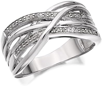 My Diamonds Womens Ladies Jewellery Silver Diamond Crossover Band Ring - 10pts - Q