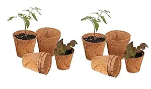 COIR GARDEN Coir Pot 5 inch - 10 Nos, Coco Basket for Gardening Plants & Flowers, Planters