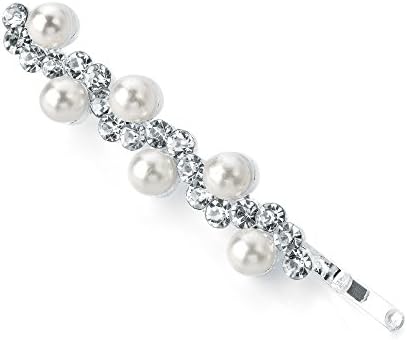 HA27500 Vintage Style Silver & Cream Pearl Colour Crystal Hair Pin Wedding Party Prom Bride