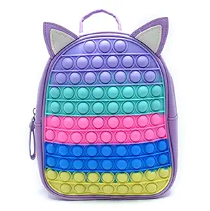 Kiditos Pop It Bag Backpack Purse for Girls, Bag with Cat Ears, Backpack Shoulder Bag, Girls Party Favors Fidget Bag, Picnic Bag for Kids, Gift for Kids Birthday Party, Sensory Fidget Toy, Purple