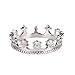 JaneDream Women Silver Plated Gorgeous CZ Crystal Rhinestone Princess Queen Crown Wedding Ring (Silver&Size O)