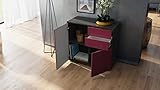 Kommode Sideboard Ben, Korpus in Schwarz matt / Fronten in Grau Hochglanz - 