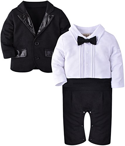 ZOEREA Baby Boys Romper Gentlemen Suits Jumpsuit Wedding Tuxedo Baptism 3-18 Months