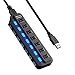 Produktbild Yeshai3369 USB-Hub-Splitter mit 7 Anschlüssen, An-/Aus-Schalter, USB 3.0 Hub-Adapter für PC und Laptop