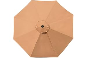 HanOBC Toile de rechange à 8 baleines pour parasol de jardin, terrasse, cour, plage, piscine, marché (auvent uniquement), kaki, Groß