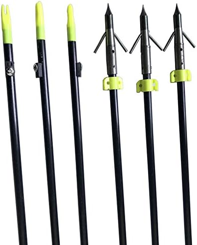SHARROW3Pcs 88cm Bowfishing Archery Fiberglass Fishing Arrows with Broadhead Safety Slide 8mm Fish Arrow
