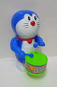 Rishi Quality Presents Mini Plastic Doreamon Key Operated Drummer Toy for Kids, Toddler Kids, Girls, Boys. Dancing Action Drummer Toy Moving Left Right. Best Birthday Gift, Birthday Return Gift