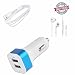 Samsung Galaxy C9 Pro Compatible Certified 3in1 set of USB Data Cable with Earpod & New Dual USB Car Charger RS.359.00