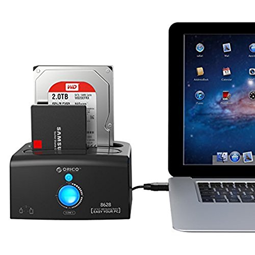 ORICO USB 3.0 / eSATA 2-Port Festplatten Dockingstation für 2,5 / 3,5 Zoll SATA III SSD und HDD, Offline-Klonfunktion, Unterstützt UASP und 2 x 6 TB – Schwarz - 4