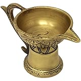 ShalinIndia Brass Om Diya Oil Wick Lamp for Puja (2.5 x 5 x 2.5 inches 285 Gms)