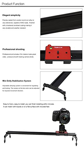 Koolertron Rail Slider Chariot Curseur Rail Coulissant Support en Alliage d aluminium Syst  me de Stabilisation Vid  o Tournage avec la Vis 1 4  et 3 8  pour Appareil Photo DSLR Cam  scope Canon Nikon Sony  60cm   24   Rouge 