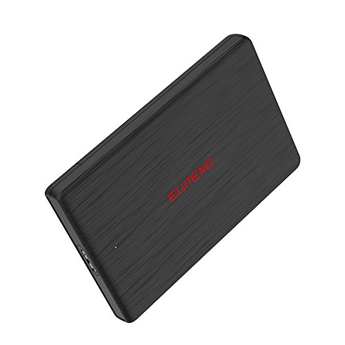 ELUTENG Externe Festplatten Gehäuse USB3.0 zu SATA3.0 Hard Disk Enclosure für 2.5 Zoll HDD / SSD Gehäuse Werkzeuglos in Schwarz