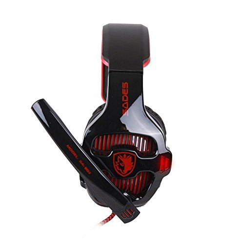Sades SA903 USB Auriculares Cascos Gaming sonido envolvente virtual de 7 1 de Diadema Cerrados con Micr  fono LED para PC Laptop Computadoras  Negro Rojo 