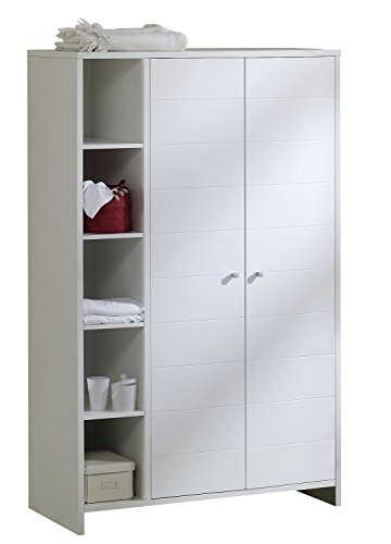 Schardt Wardrobe Eco Stripe with 2 Doors and Sideshelf (White)