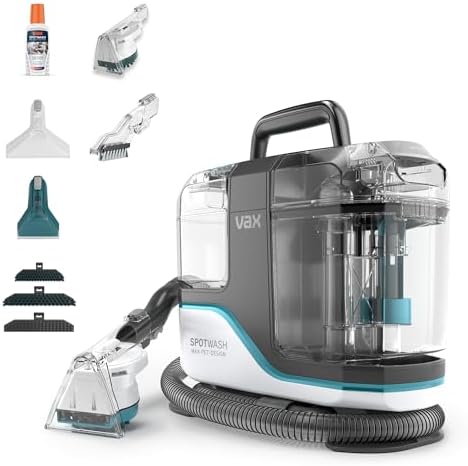 Vax SpotWash Max Pet-Design Spot Cleaner, potente smacchiatore per tappeti e tappezzeria con tecnologia SpinScrub, serbatoio XL da pulizia per domestici, divani, pavimenti duri