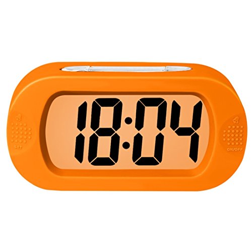 ZHPUAT Digital-Wecker Tischuhr mit Silikonhülle Snooze Bunten Licht Stoßfest ideales Geschenk Für Kinder(Orange)