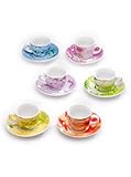 Matches21 Set Di 6 Tazzine Da Caffè In Ceramica Effetto Smaltato – 120 Ml, Microwelle E Lavastoviglie (Assortite 2 Bianche, 2 Marroni, 2 Grigie)