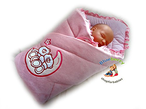 BEAUTIFUL VELOUR NEWBORN Baby Swaddle Wrap, Blanket, Snuggle, Sleeping Bag (Pink)