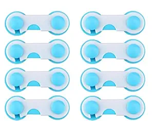 Caratcube 8 Pcs Blue Baby Child Infant Kids Safety Latch Lock for Drawer Kitchen Cupboard Machine Refrigerator Fridge Cabinet (CTC - SP - 3)