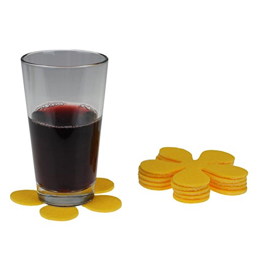 6er Set Glas-Untersetzer von MACOSA HOME Waschbare Filzuntersetzer mit Anti-Rutsch Rückseite in Blüten-Form. Hochwertige Getränkeuntersetzer in fröhlichen Farben. (Gelb) - 5