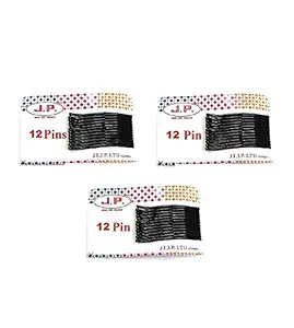MK (ZERO SHIPPING) Black Hair Pins for Women 4cm (36 Pins) 3 Packet for Daily Use | Hair Pins for Girls {Same as Image}