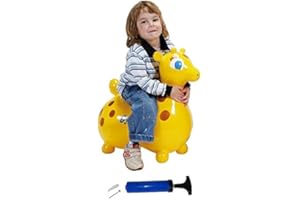 ATC HANDELS GMBH Gyffy zestaw żyrafa zwierzę podskakujące + pompka, Rody koń skakanki, konik Cavallo Ledraplastic Gymnic