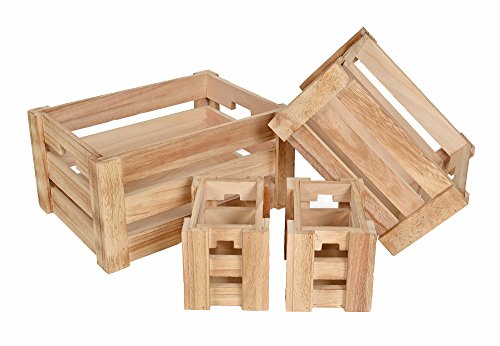 ts-ideen 4er Set Kisten Holztruhe Obstkiste Landhaus Stil Weinkiste Box Aufbewahrung Holzkiste natur Kinder Zimmer - 2