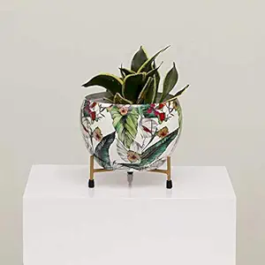 Vudy Indoor Plants Pots with Stand -Decorative Pots for Indoor Plants Rust Free Metal Plant Pots for Living Room, Balcony and Garden Decor (Plants not Included) (Design0602)