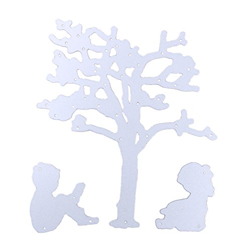 Demiawaking 1Pcs Baum und Kinder Schneiden Schablonen DIY Sammelalbum Dekor Papier Karten, Metall Buchzeichen , Metall Lesezeichen als Geschenk fuer Freunde - 3
