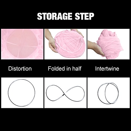 Mture Moskitonetz, Fliegennetz Mückennetz Insektennetz Spitze Betthimmel Moskitonetzen Rund Moskitonetz für Einzel – oder Doppelbetten Indoor or Outdoor Travel (Rosa) - 7