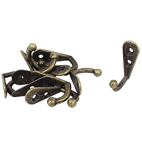 Fontic 10 Stk Solide europäische antike Haken Vintage Zink-Legierung für Kleiderhaken Mantelhaken mit Schrauben für Bad Küche Maximale Belastung bis 3kg (Retro-Form) - 3
