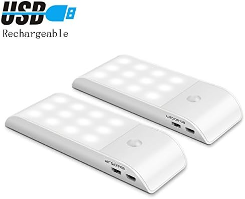 [2 packs] Dohomai Motion Sensor Light, 12 LED Cupboard Night Light with 3 Lighting Modes, Rechargeable Battery and Magnetic Strip Stick, Safe Lights and Great for Stairs, Cabinet, Wardrobe, Closet, Bedroom, Garage, Kitchen,etc