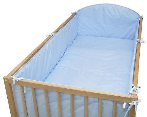 Nursery Baby Cot Bed Bumper / Pad 60x120 / 360cm Long All Round Bumper - PLAIN BLUE