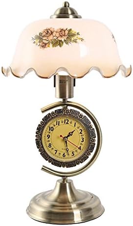 WOQU® Retro table lamp, bedside lamp, with clock, adjustable, decorative, glass lamp?without Lightsource