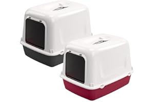 Ferplast Lettiera Gatto Chiusa, 2 Filtri al Carbone Attivo Antiodore Inclusi, Porta Battente Oscurata, 36 x 47 x h 35 cm, CLEAR CAT 10 Lettiera Gatto, Colori assortiti