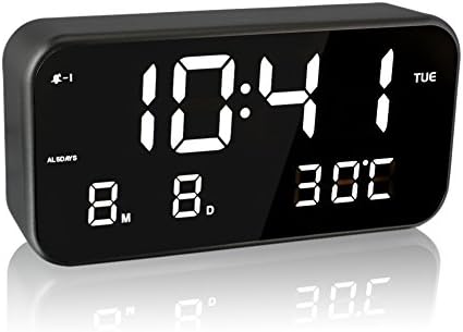 EAAGD 8.26inch×3.93inch Large Screen LED Digital Music Alarm Clock - Multifunctional With Date Display, Temperature Display, Automatic Brightness Adjustment, 3 Gears Volume Adjustable (Black/White)