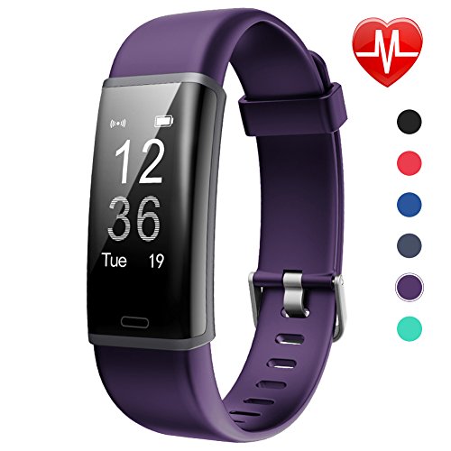 Pulsera Actividad Impermeable, Lintelek con idioma Español, 14 Modos de Multi-Deporte, Gps para correr, Ritmo Cardíaco, Sueño, Caloriás, Notificaciones Inteligentes, Alarma de Sedentarismo, IOS y Android con Bluetooth 4.0, Violeta
